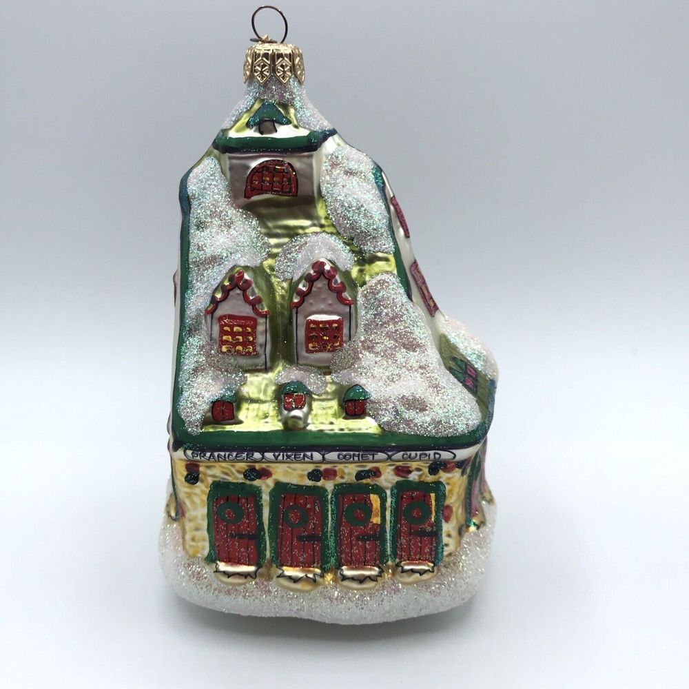 Dept 56 Reindeer Barn Glass Ornament‎ Night Before Christmas North Pole Series